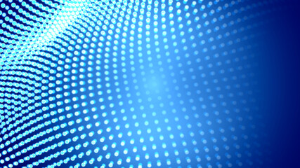 Naklejka premium Dot white blue wave light screen gradient texture background. Abstract technology big data digital background. 3d rendering.
