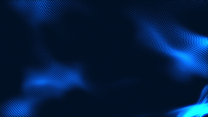Dot white blue wave light screen gradient texture background. Abstract  technology big data digital background. 3d rendering.