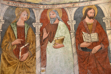 Fresque des apôtres de la chapelle romane Santa Maria Assunta à Favalello, Corse