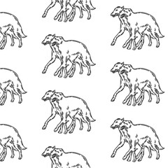 Vector pattern with hand drawn illustration of Russian greyhound  dogs  isolated. Tattoo artwork. Template for card, poster, banner, print for t-shirt, pin, badge, patch.