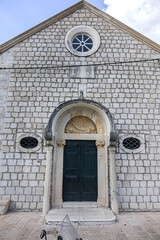 Our Lady of the Snow in Cavtat, Croatia. Our Lady of the Snow church attached to Franciscan Monastery (founded in 1484).
