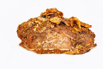 Freshly baked appetizing pork from the oven