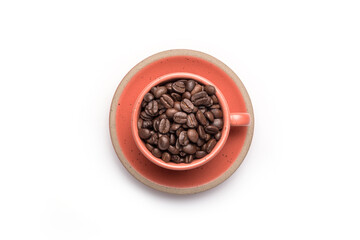 Black coffee isolated on a white background.
