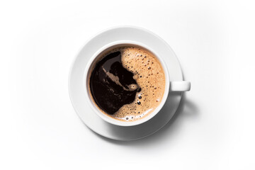 Black coffee isolated on a white background.