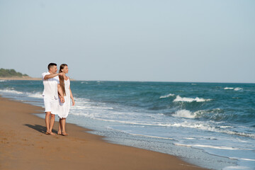 loving couple on seaside