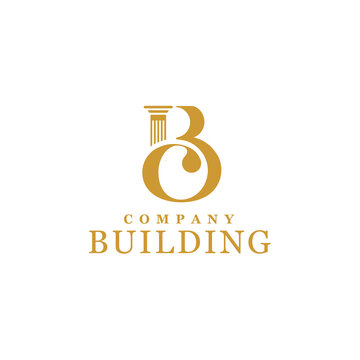 Initial Letter B C Monogram BC CB with Greek pillar column for architecture building construction government office logo design