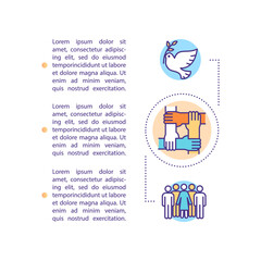 Three generations of human rights concept icon with text. Civil and social rights. Desegregation. PPT page vector template. Brochure, magazine, booklet design element with linear illustrations