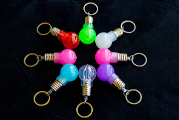 Fototapeta na wymiar Set of lights and lighting with colored bulbs