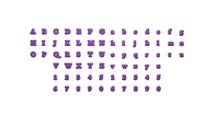 Full set of English alphabets in 3D illustrations which matching perspectives and lighting on each side placed on a white background for word combinations