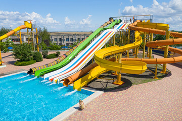 Aerial view of water park on sunny day