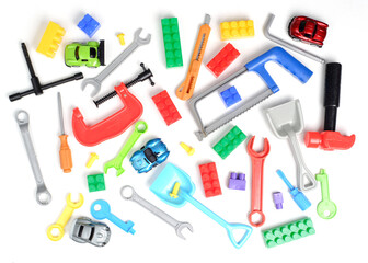 toys collection isolated on white background