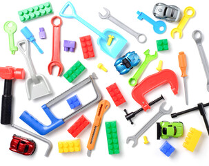 toys collection isolated on white background