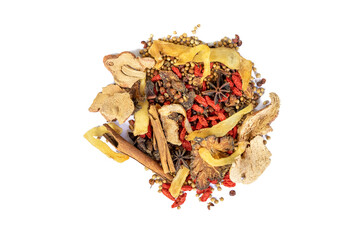 Spices and herbs  isolated on white background.