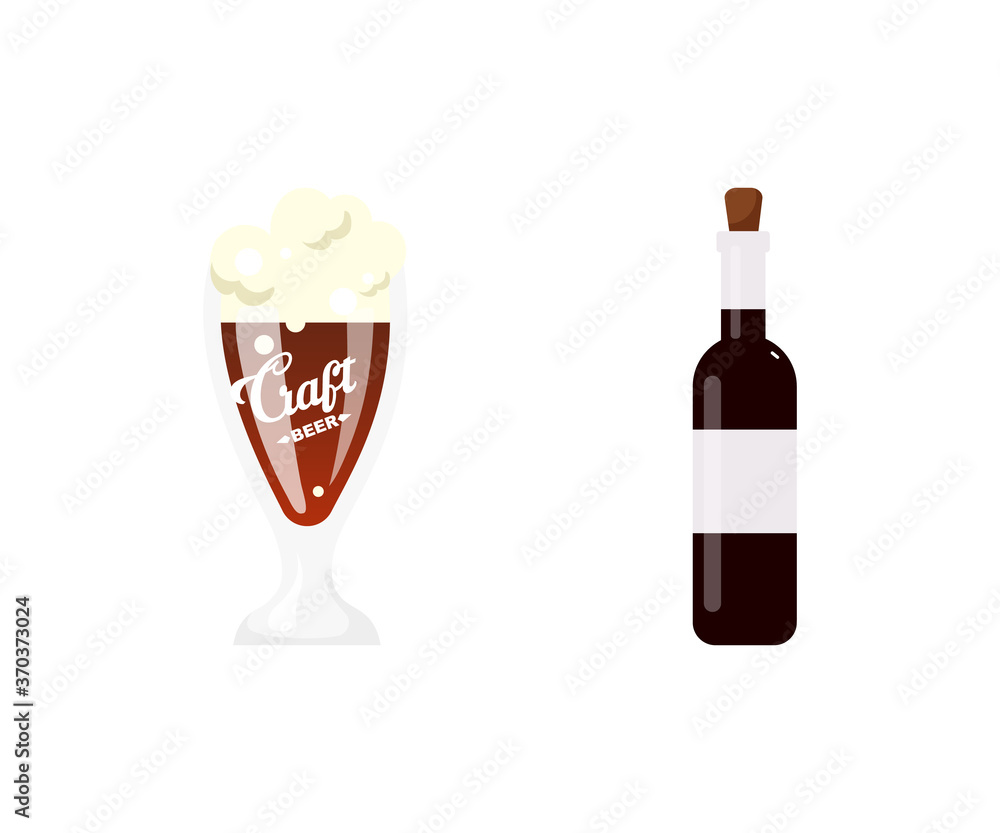 Aufkleber alcohol drinks flat color vector objects set