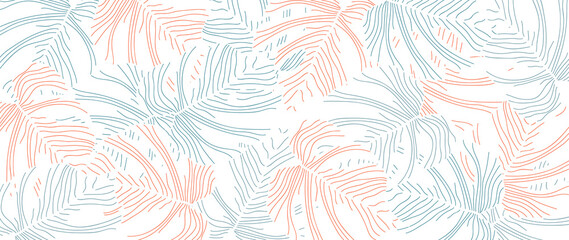 leaf line art background vector, wallpaper and print, house plant, Vector illustration.
