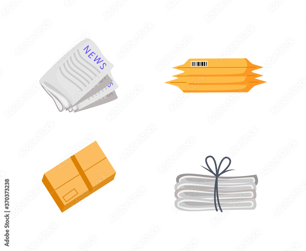 Poster correspondence flat color vector object set