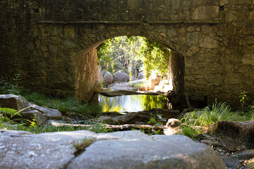 A medieval stone bridge located in the Jerte Valley, Extremadura, Spain