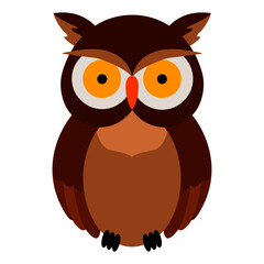 vector illustration, owl in cartoon style, children's drawing, isolate on a white background