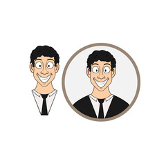 bust of a smiling cartoon man in a circle. vector isolated on white background. suitable as a logo