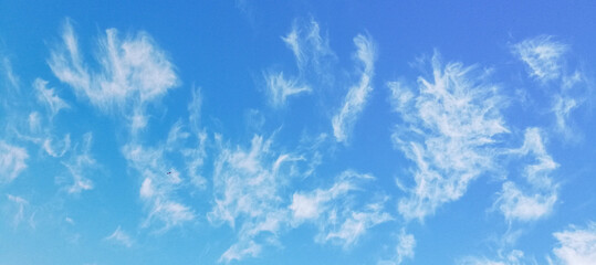 Fototapeta na wymiar blue sky with white clouds. Nature background of sky