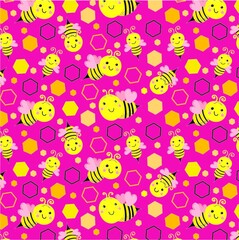 Honeycomb and honey, yellow pattern banner. Vector seamless background