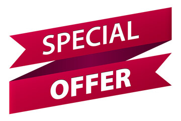 Special offer red ribbon banner icon isolated on white background. Vector illustration