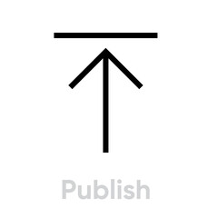 Publish arrow in thin linear design. Editable vector outline. Single pictogram. Share symbol.