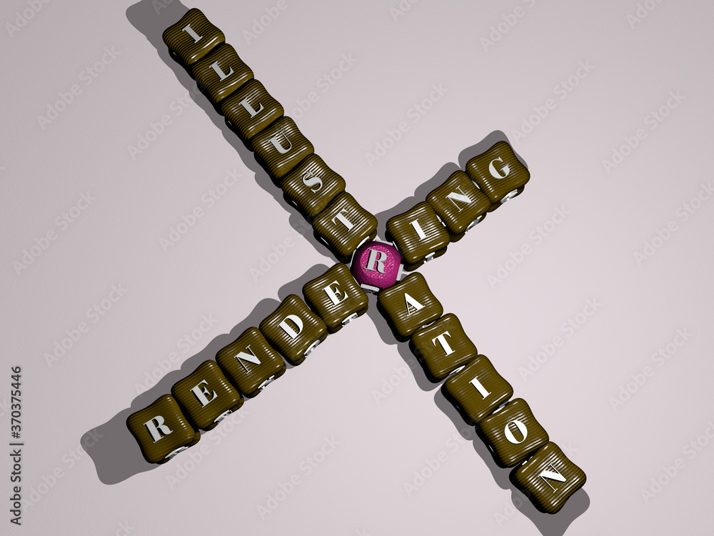 Poster combination of rendering illustration built by cubic letters from the top perspective, excellent for