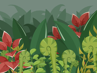 恐竜時代の植物の背景イラスト 先史時代 太古 Wall Mural ふわぷか