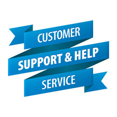 Customer Support and Help Service tag ribbon banner icon