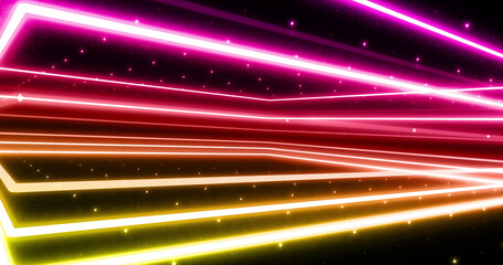 Fototapeta na wymiar Neon Tube illumination Colorful line Ring Space abstract 3D illustration background.