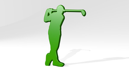 athletic sport activity stand with shadow. 3D illustration of metallic sculpture over a white background with mild texture. athlete and active