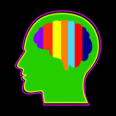 human head silhouette with colorful gears