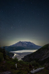 Fototapeta na wymiar First Stars Rising Above Mount Saint Helens As Seen From Norway Pass