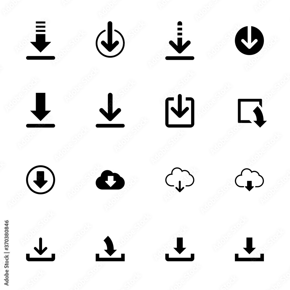 Poster download files icons vector set for web site or application. various simple download icon isolated f