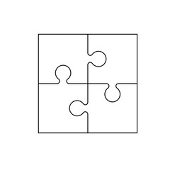 Frame of four blank jigsaw puzzle pieces, graphic vector