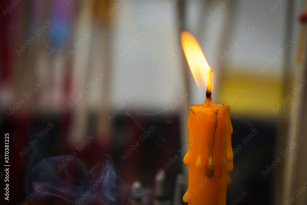 Wall mural light a candle to worship is the belief of buddhism. - Wall murals