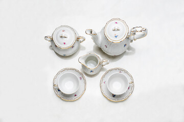 Coffee set on white background. View from above.