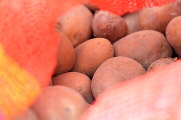 close up of a pile of red potatoes