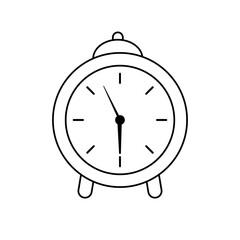 Black and white clock. Vector doodle illustration. Circuit. Alarm clock.