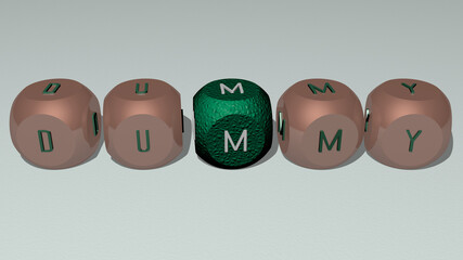 dummy combined by dice letters and color crossing for the related meanings of the concept. illustration and background