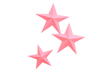 pink origami stars isolated white