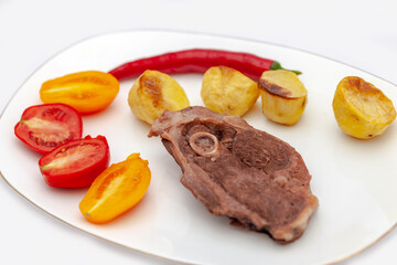 grilled steak with vegetables