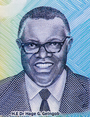President, H.E Dr Hage G.Geingob, Portrait from Namibia 30 Dollars 2020 Banknotes.