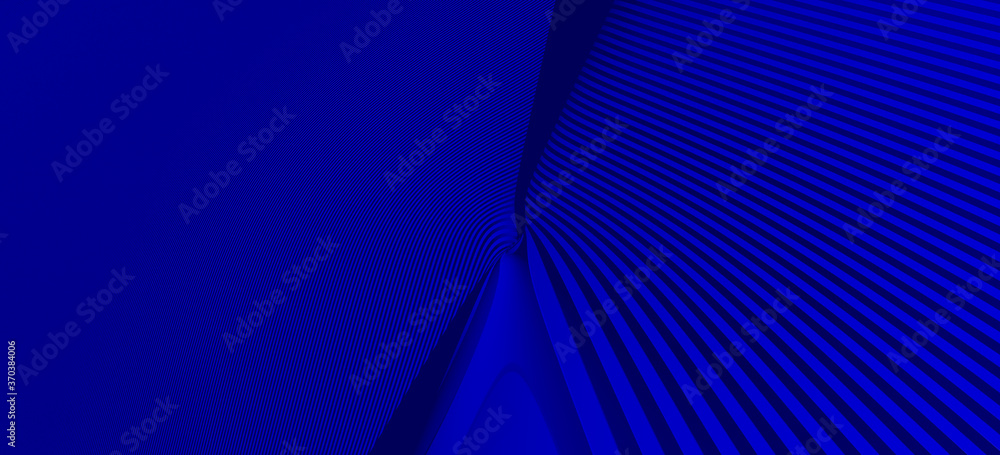 Poster 3d illustration of a geometrical shape of blue color on a white abstract background as a curved and 