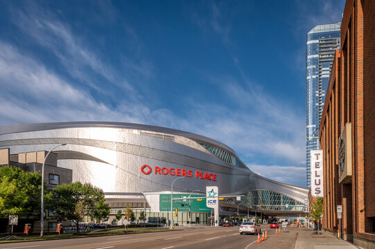 Edmonton, Alberta - August 7, 2020: The Ice District In Edmonton Alberta, Including Rogers Place Arena.