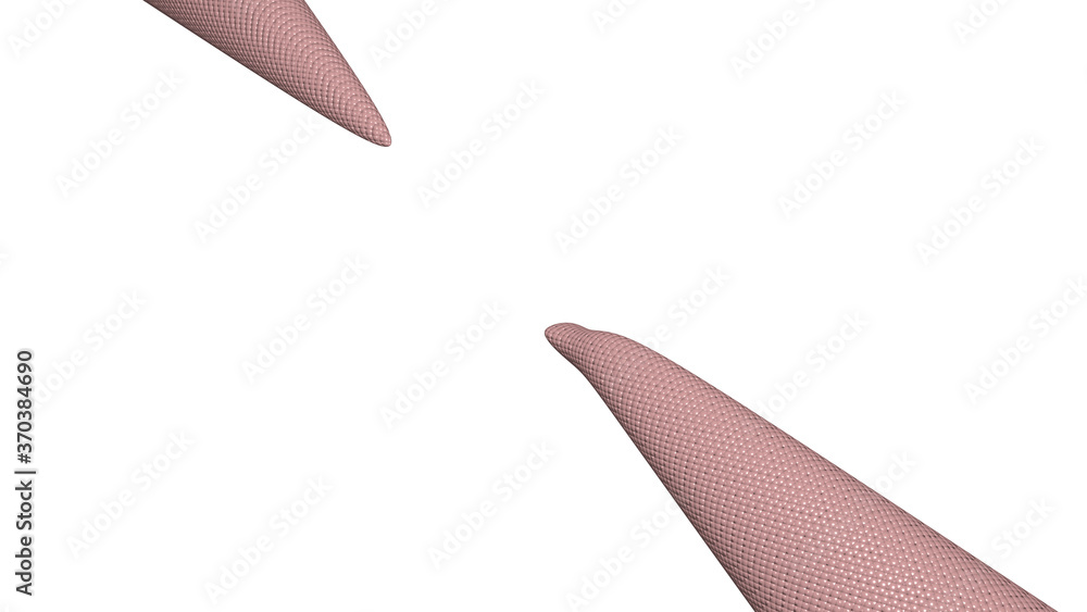 Poster chaotic 3d abstract background of curved geometrical patterns of light coral color with lighting and