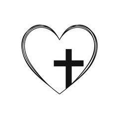 Obraz premium Cross heart icon. christian vector, Faith Jesus design.