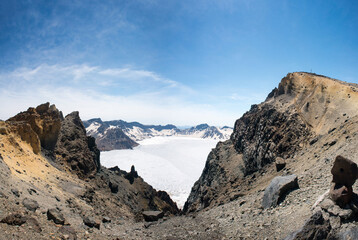 Crater lake of Changbai or Paektu Mountain, the border between China and North Korea