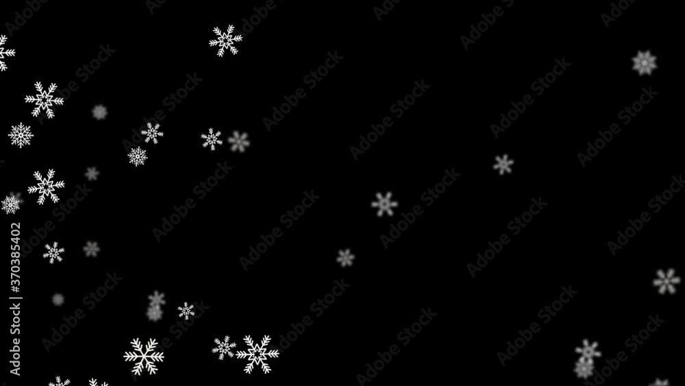 Aufkleber snow snowfall snowflake particles seamlessly loop black alpha green screen animation. snowflakes in 